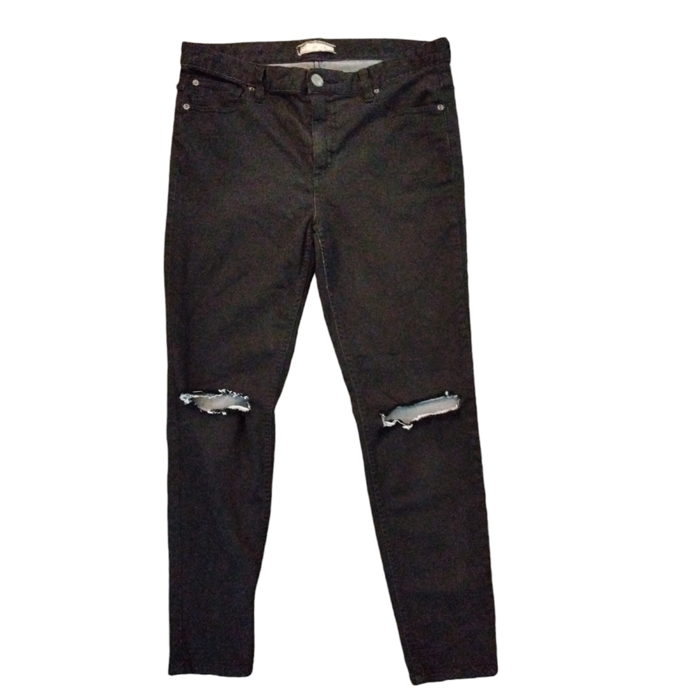 Free People Black Busted Knee Skinny Jeans